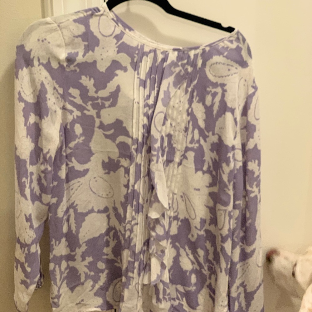 Lavender and white button down blouse